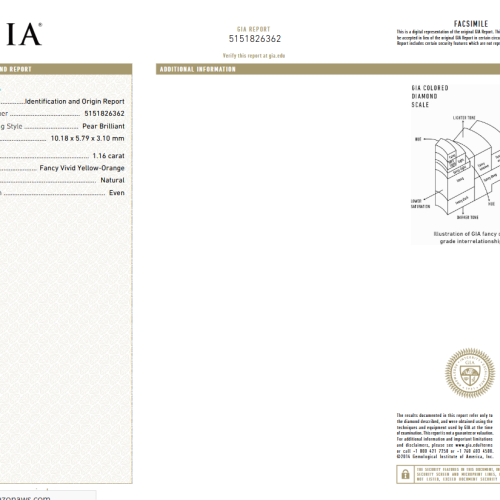 1.16 carat Carat Pear Brilliant GIA Certified Diamond