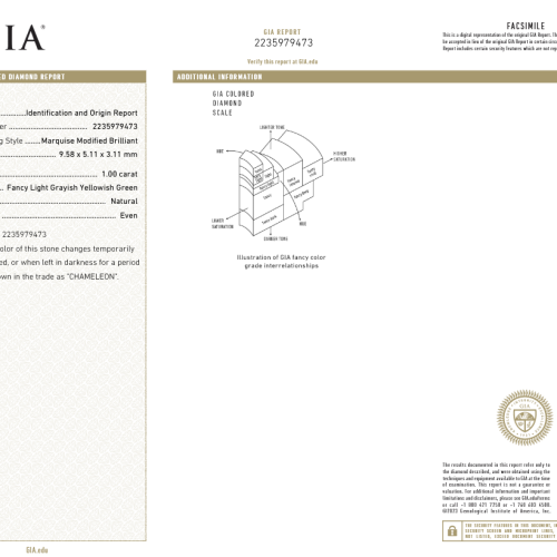 1.00 carat Carat Marquise Modified Brilliant GIA Certified Diamond
