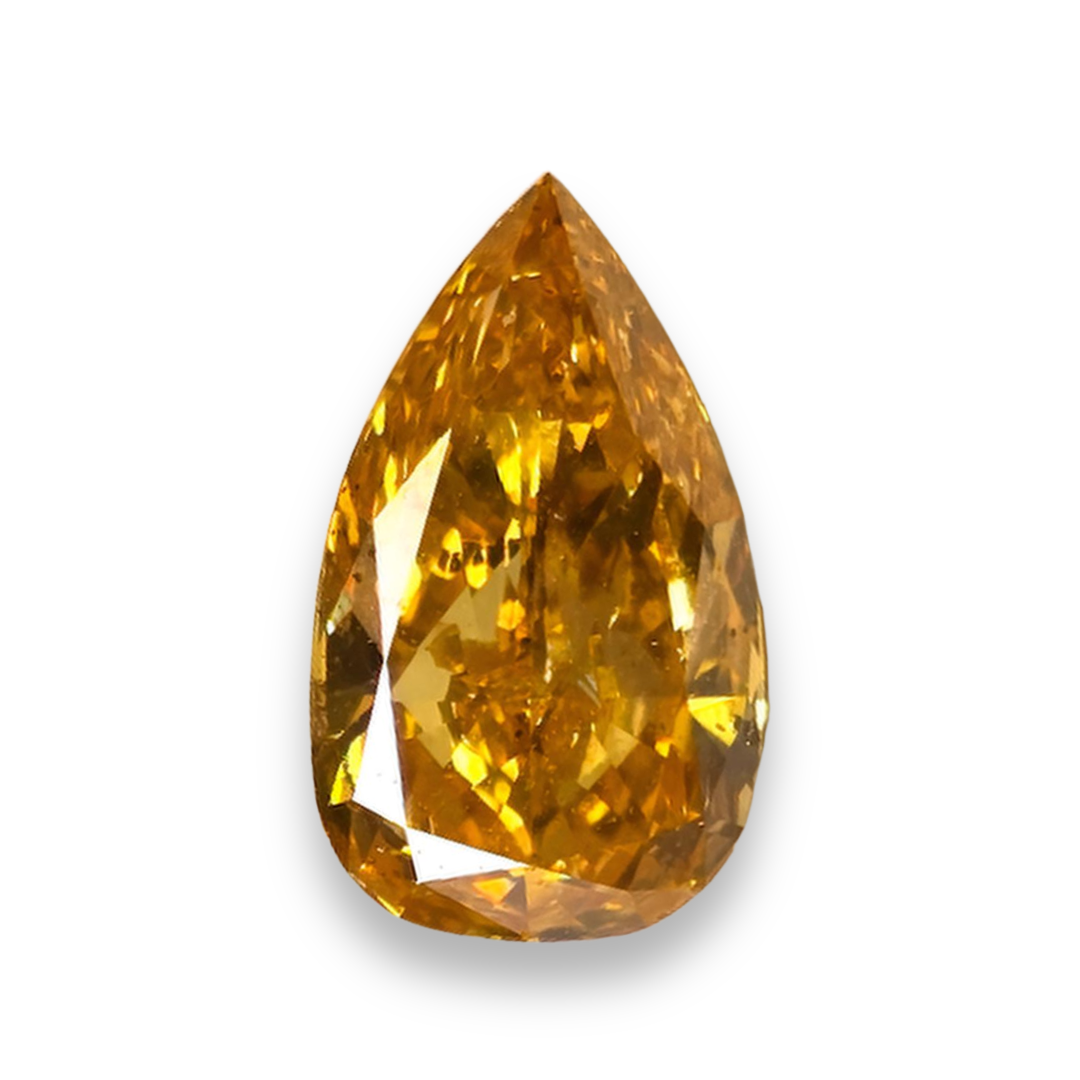 1.03 carat Carat Pear Modified Brilliant Fancy Vivid Yellow-Orange I1 GIA Certified Diamond
