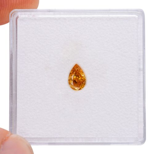 0.29 carat Carat Pear Fancy Vivid Yellow-Orange VS1 GIA Certified Diamond