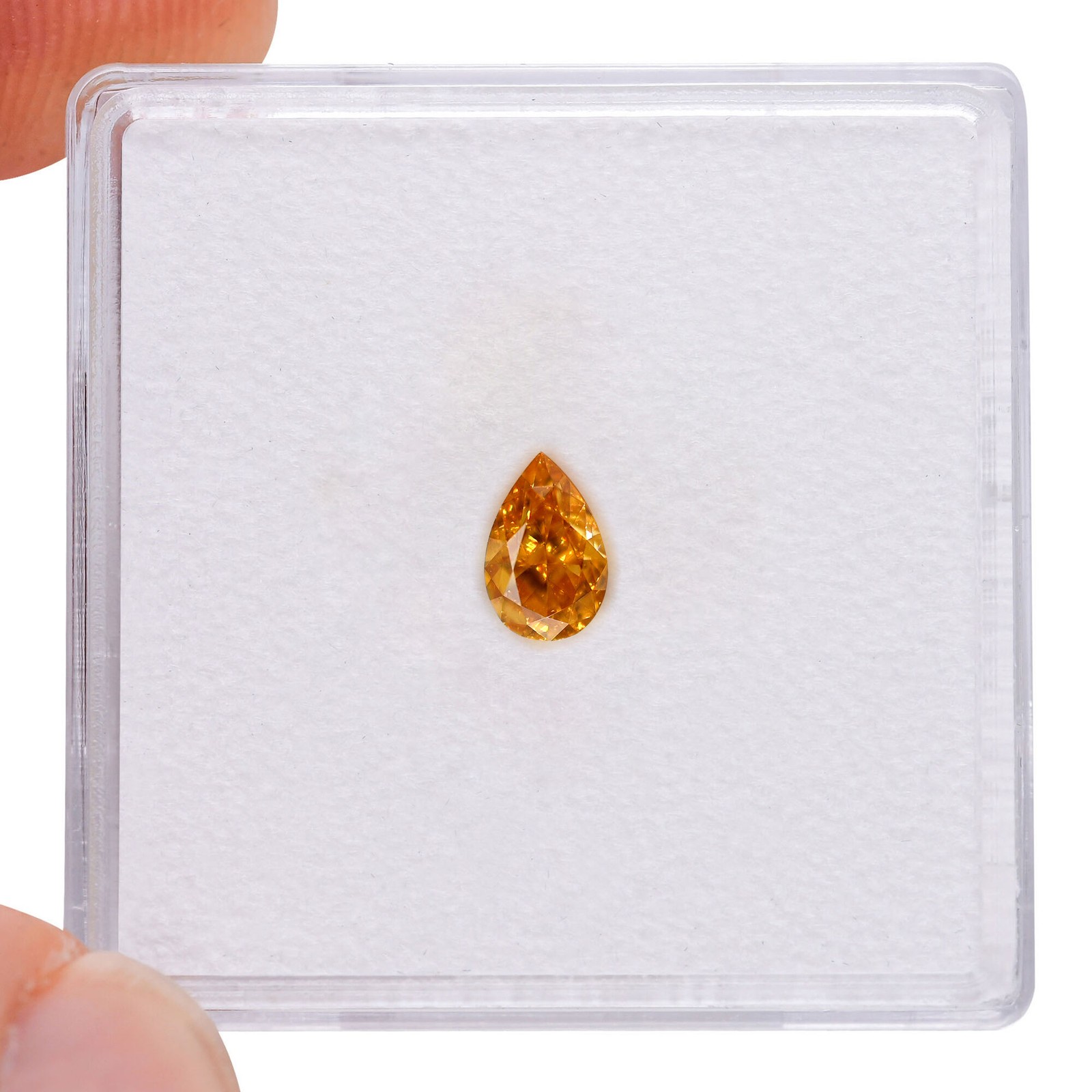 0.29 carat Carat Pear Fancy Vivid Yellow-Orange VS1 GIA Certified Diamond
