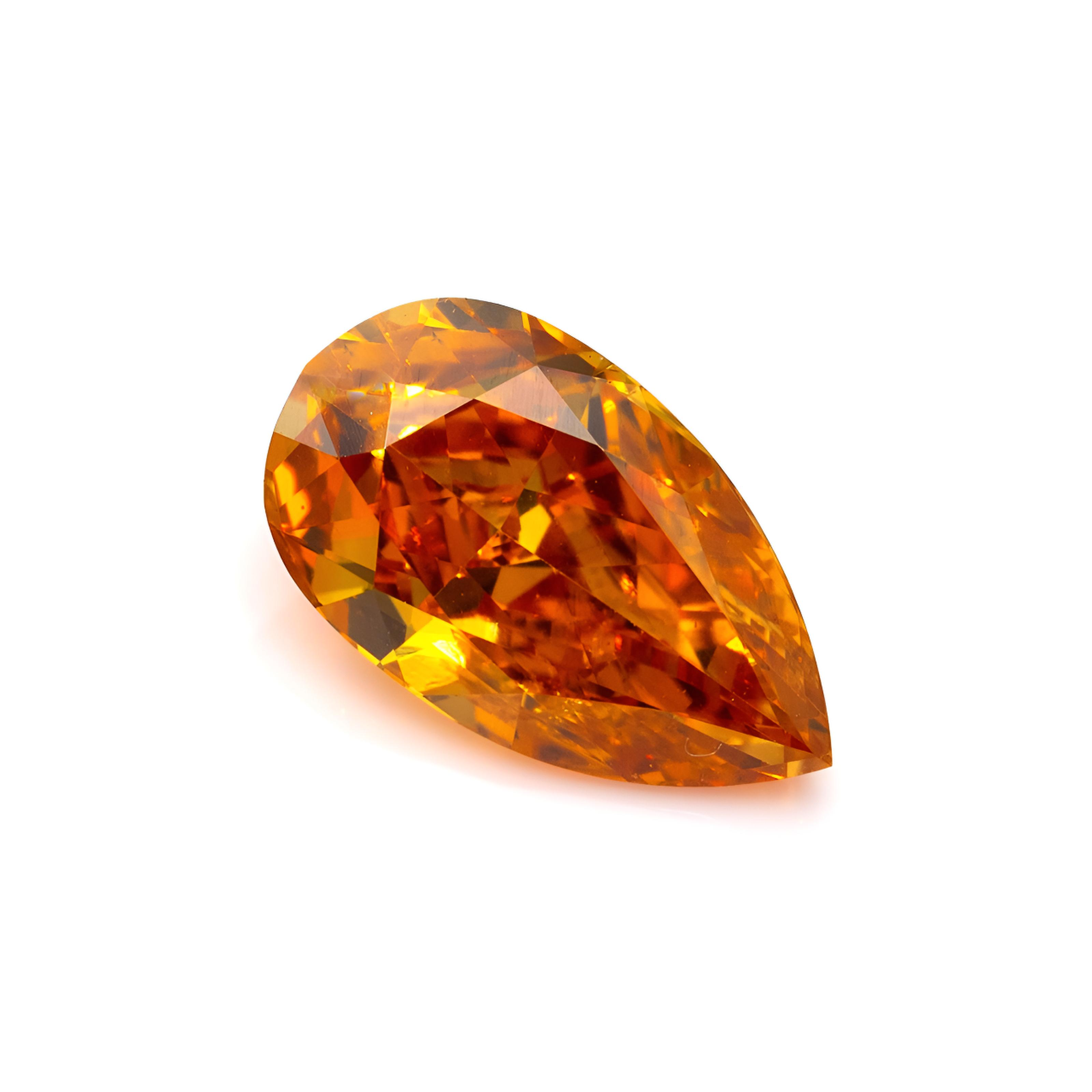 0.30 carat Carat Pear Fancy Vivid Yellow-Orange SI2 GIA Certified Diamond