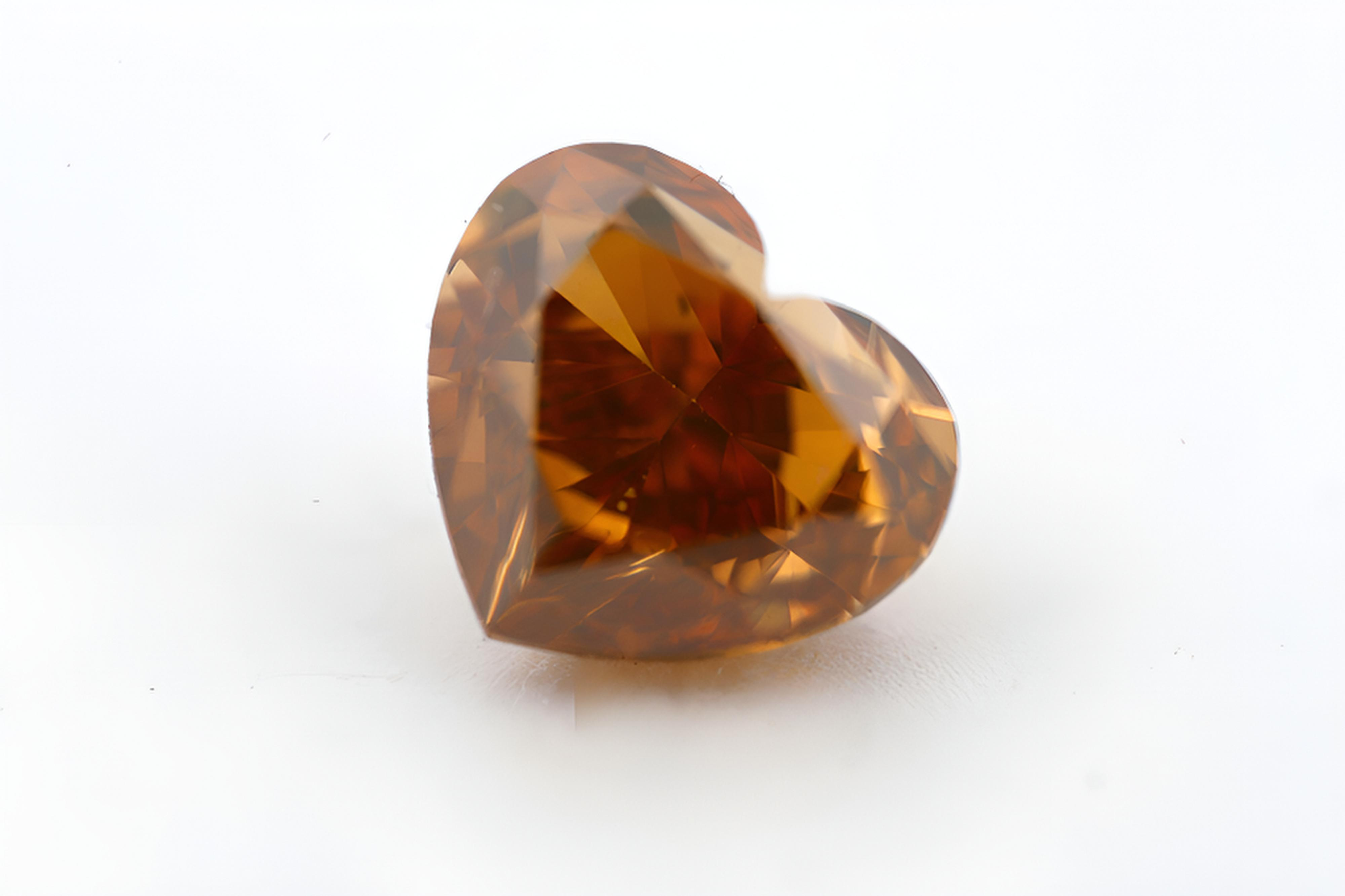 1.01 carat Carat Heart Modified Brilliant Fancy Deep Brown-Orange I1 GIA Certified Diamond