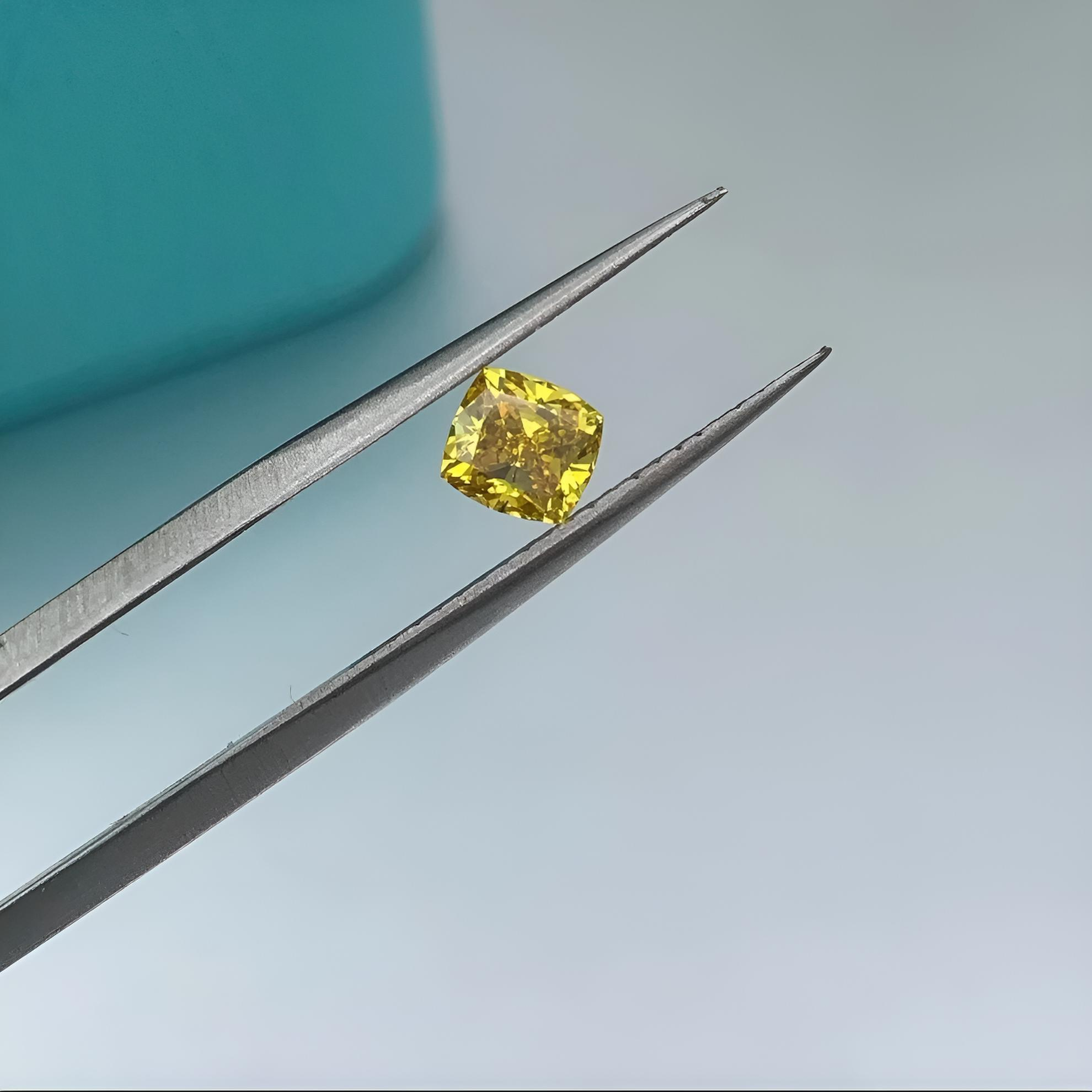 1.00 carat Carat Cushion Modified Brilliant Fancy Brownish Yellow SI2 GIA Certified Diamond
