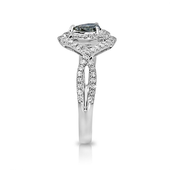 Real 0.78ct Natural Fancy Gray Diamond Engagement Ring 18K Solid Gold Pear - Image 3