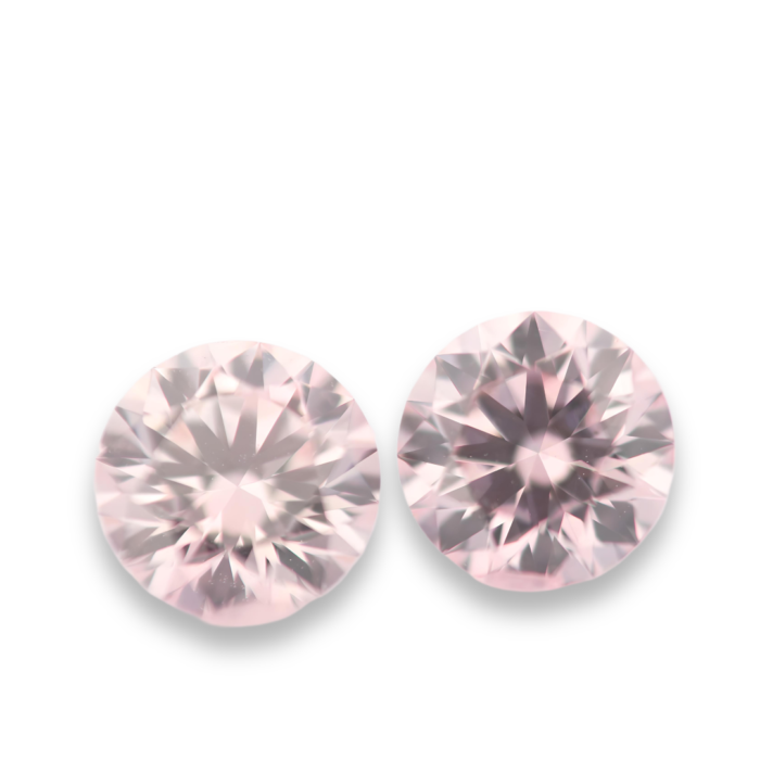 0.31ct Pair Of Natural Loose Fancy Light Pink Diamonds From Argyle Round VVS1