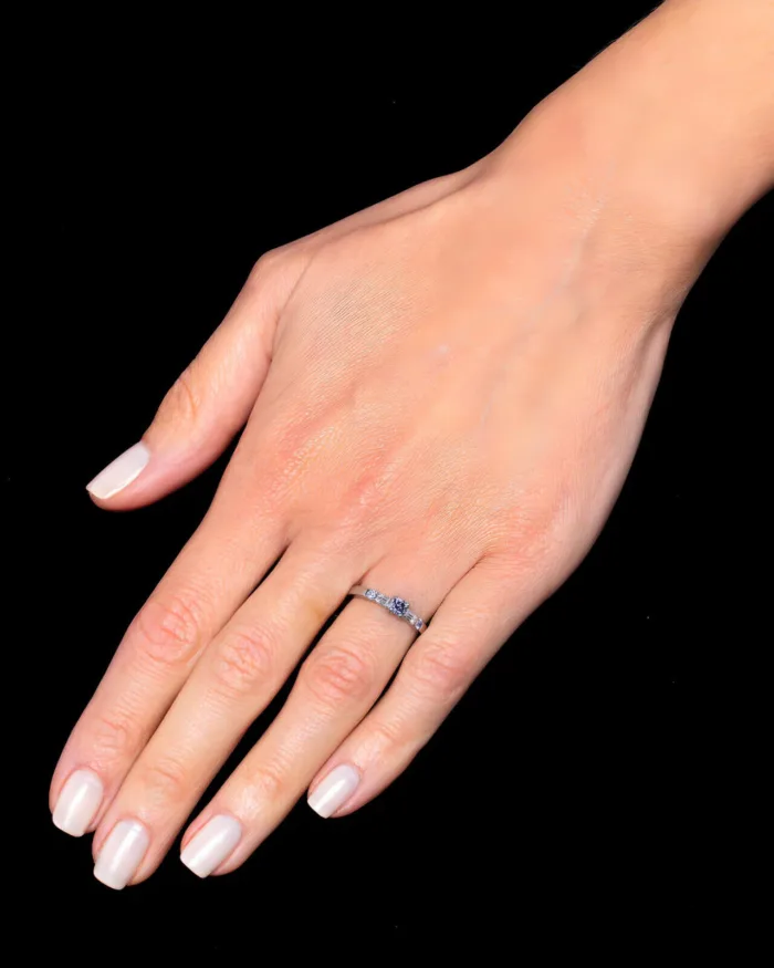 0.71ct Blue Diamond Platinum Engagement Ring GIA Radiant Fancy Gray Blue SI2 - Image 4