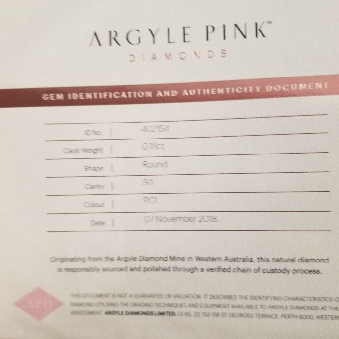 Argyle 0.18ct PC1 Natural Loose Fancy Light Pink Color Diamond GIA Round SI1 - Image 4