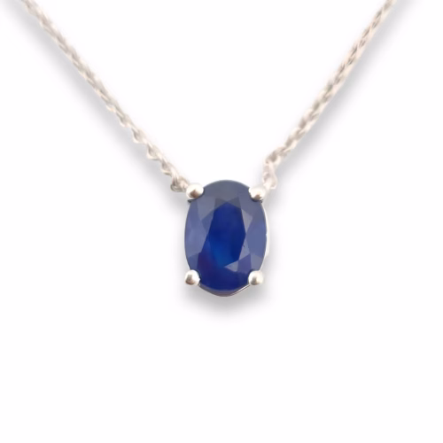 Madagascar Sapphire Necklace Pendant 1.32ct Natural Blue GIA 14K White Gold