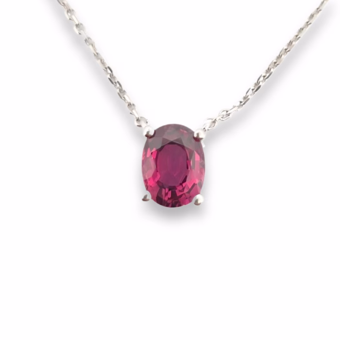 Natural Unheated Red Ruby Necklace Pendant 1.21ct Mozambique Oval 14K Gold