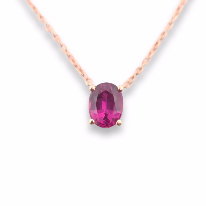 Natural Unheated Red Ruby Necklace Pendant 1.22ct Thailand Oval 14K Gold GIA - Image 9