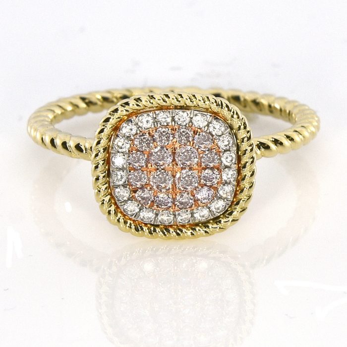Real 0.30ct Natural Pink Purple Color Diamond Engagement Ring Cushion 18K VS-SI - Image 2