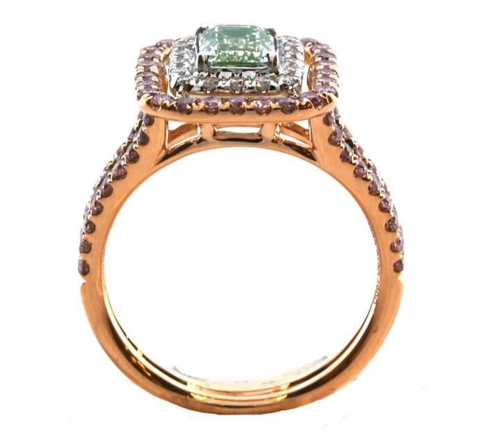 Real 1.70ct Natural Fancy Light Green & Pink Diamonds Engagement Ring GIA 18K - Image 5