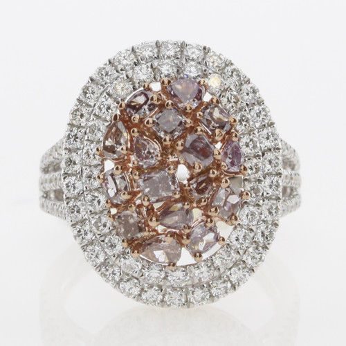 Real 2.45ct Natural Fancy Deep Pink Diamonds Engagement Ring 18K Solid Gold