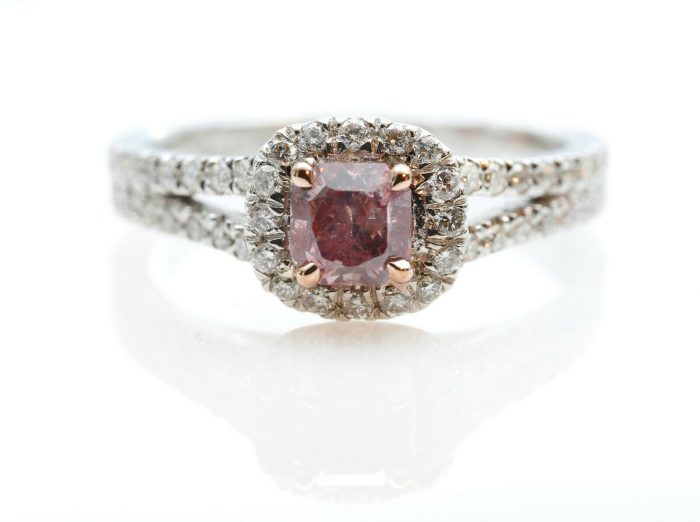 0.96ct Natural Fancy Intense Purple Pink Diamond Engagement Ring 14K White Gold - Image 2