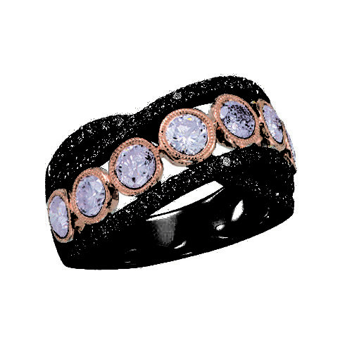 2.13ct Natural Fancy Pink Diamonds Engagement Ring 18K Solid Gold 7G Rounds