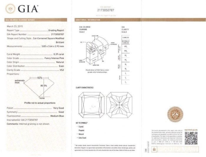 Argyle 0.39ct Natural Loose Fancy Intense Pink Radiant Diamond GIA VS2 - Image 5