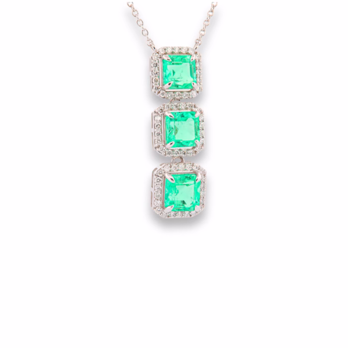 Emeralds & Diamonds Necklace Pendant 4.71ct Natural Green Colombian Emerald 18K - Image 11
