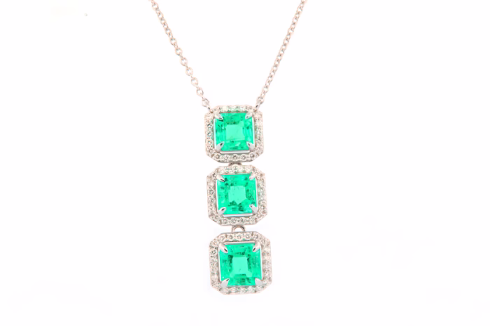 Emeralds & Diamonds Necklace Pendant 4.71ct Natural Green Colombian Emerald 18K - Image 7