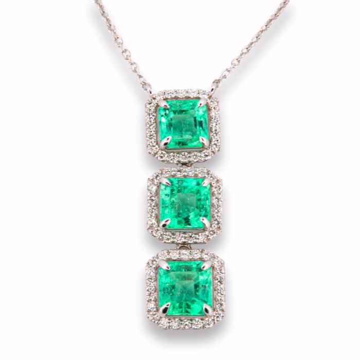 Emeralds & Diamonds Necklace Pendant 4.71ct Natural Green Colombian Emerald 18K - Image 10