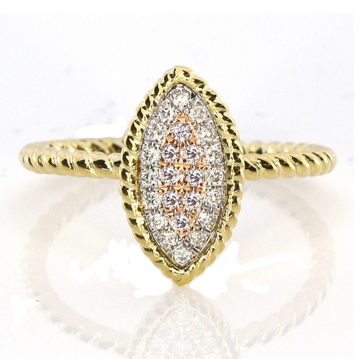 Real 0.16ct Natural Pink Purple Color Diamond Engagement Ring Marquis 18K VS-SI - Image 2