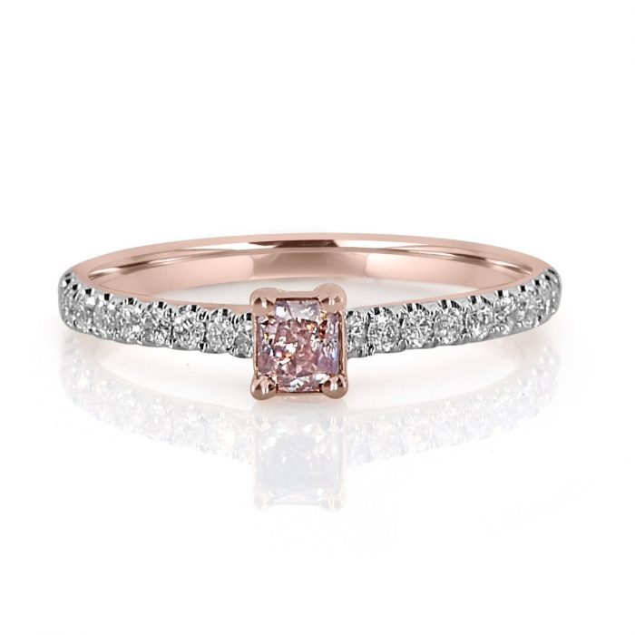 Real 0.50ct Natural Fancy Pink Diamond Engagement Ring 18K Solid Rose Gold