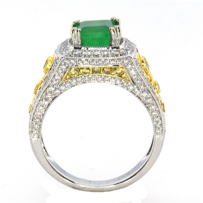 Real 1.79ct Natural Green Emerald Engagement Ring Emerald Cut 18K Gold G VS2 - Image 4