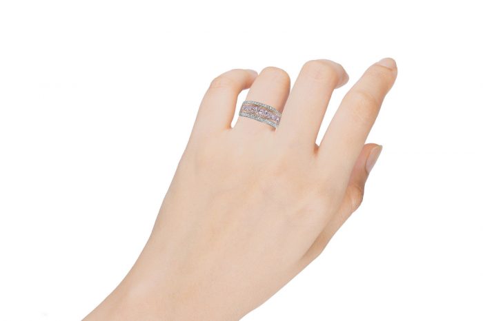 Real 2.56ct Natural Fancy Pink Diamond Engagement Ring 18K Solid Gold Princess - Image 4