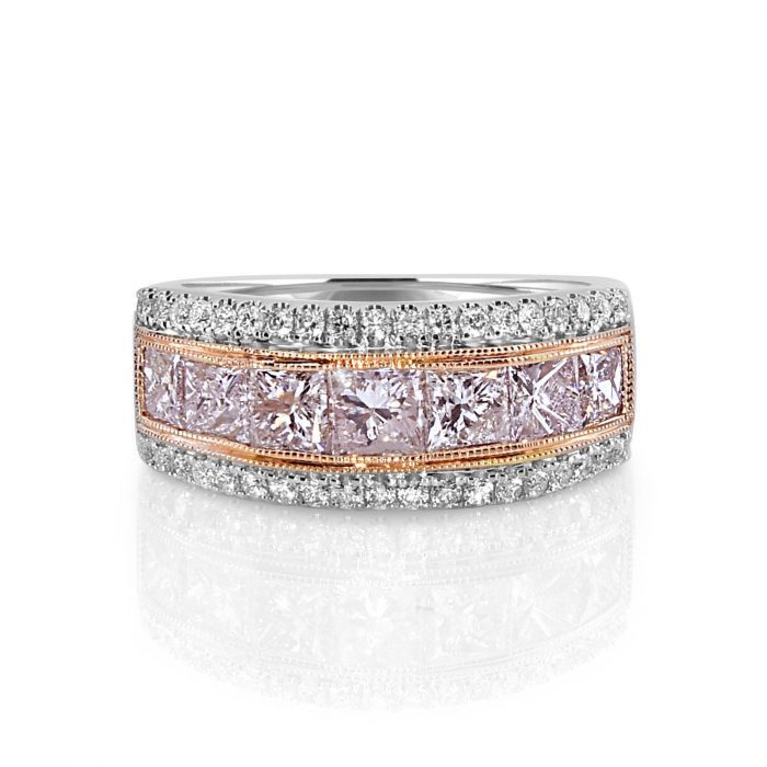 Real 2.56ct Natural Fancy Pink Diamond Engagement Ring 18K Solid Gold Princess - Image 2