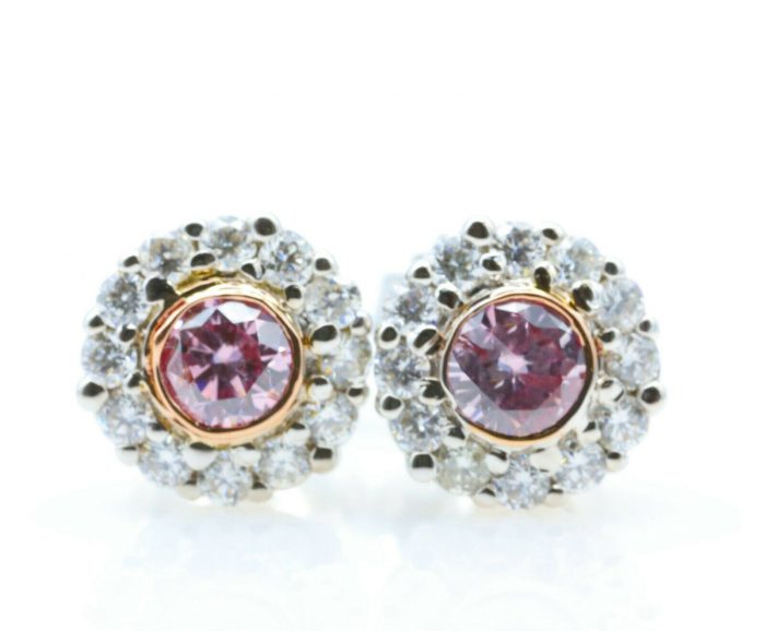 Real Fine 0.84ct Fancy Intense Pink Diamonds GIA Stud Earrings 18K White Gold - Image 5