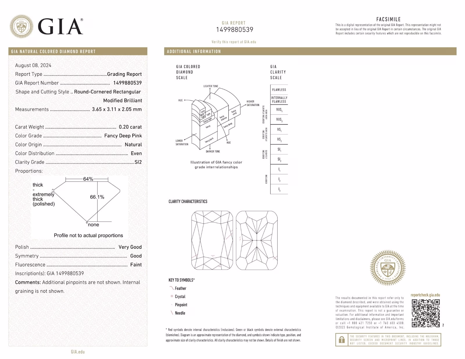 Pink Diamond - 0.20ct Natural Loose Fancy Deep Pink Diamond Red Tone GIA SI2 - Image 3