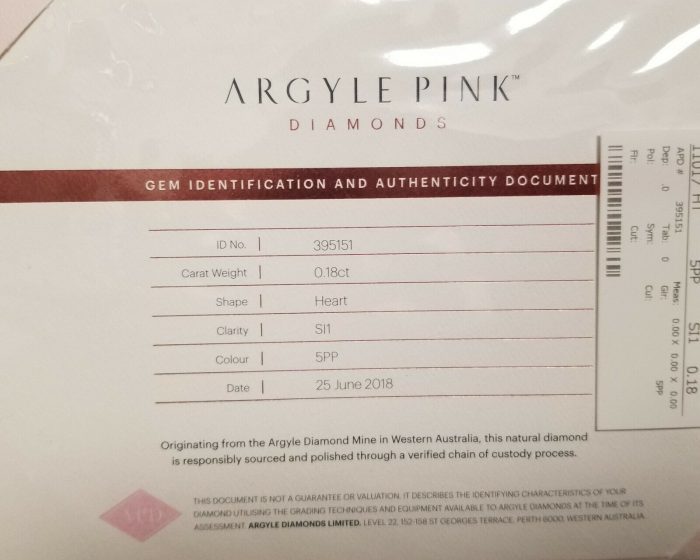 Argyle Diamond 0.18ct Natural Loose Fancy Intense Pink 5PP GIA Diamond Heart SI1 - Image 3