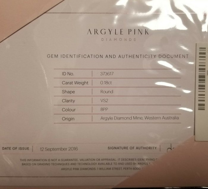 Argyle Diamond 0.18ct Natural Loose Fancy Light Pink 8PP Color Diamond Round VS2 - Image 3