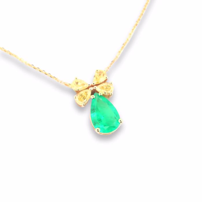 Emerald & Diamonds Necklace Pendant 1.76ct Natural Green Colombian Emerald 18K - Image 11