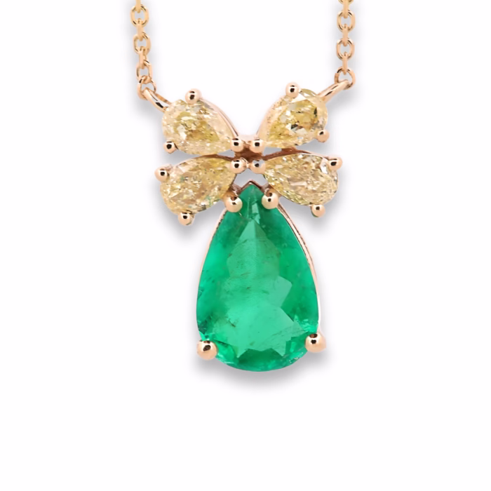 Emerald & Diamonds Necklace Pendant 1.76ct Natural Green Colombian Emerald 18K - Image 3