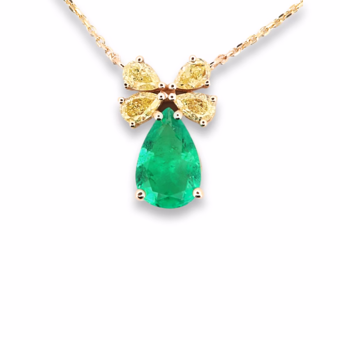 Emerald & Diamonds Necklace Pendant 1.76ct Natural Green Colombian Emerald 18K - Image 8
