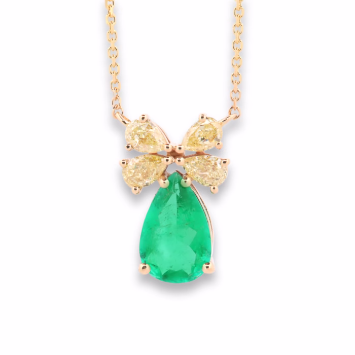 Emerald & Diamonds Necklace Pendant 1.76ct Natural Green Colombian Emerald 18K - Image 10