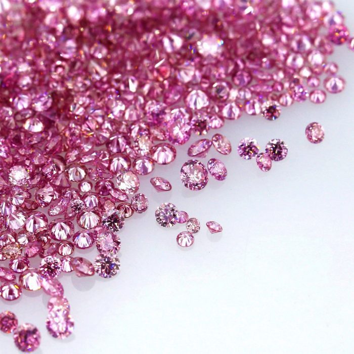 Natural Fancy Vivid Pink 0.002 ct to 0.08 ct Round cut Diamonds Parcel Melles