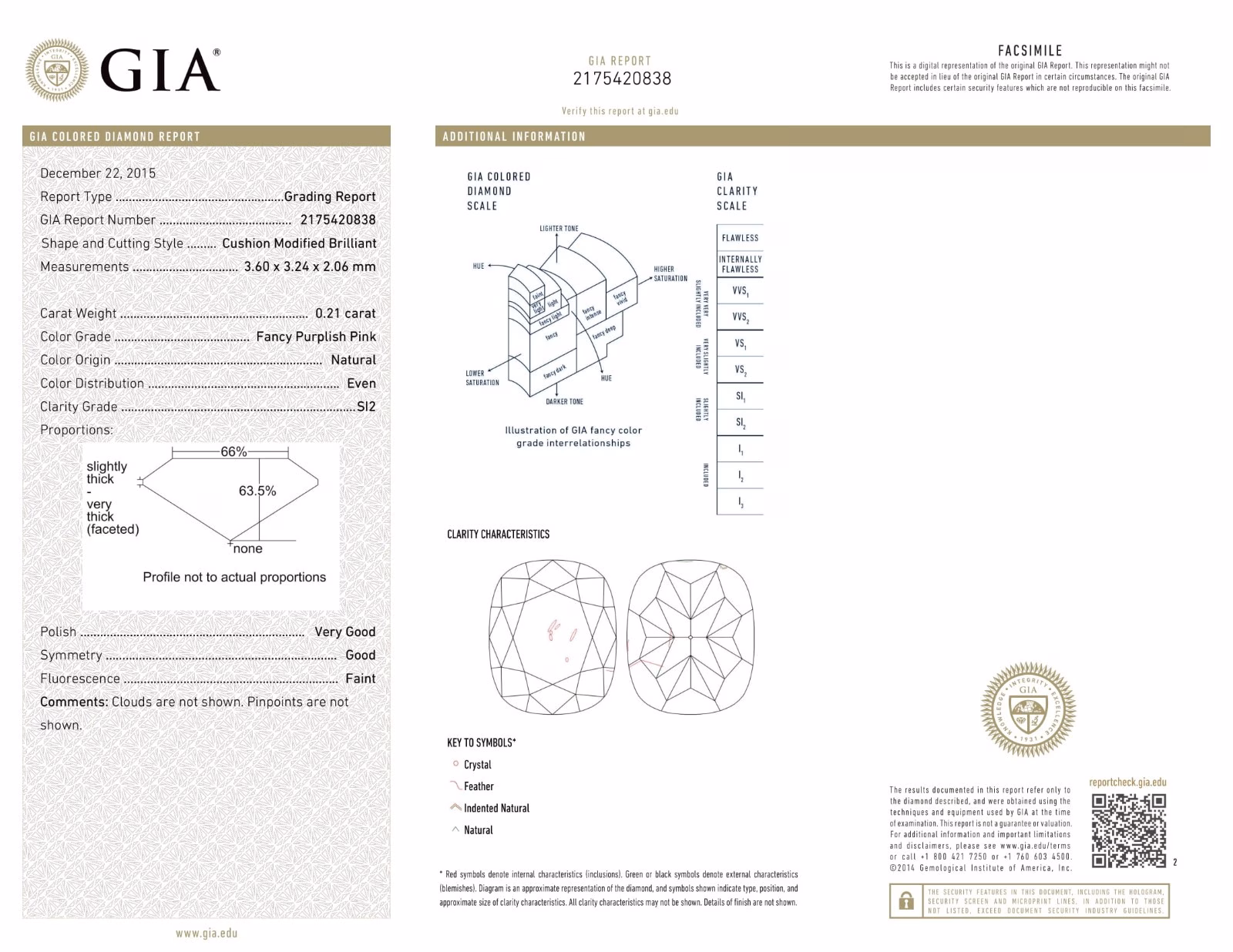 Pink Diamond 0.21ct Natural Loose Fancy Purple Pink Diamond From Cushion GIA SI2 - Image 3
