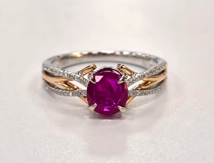 Rare 1.42ct Burma Ruby Natural Unheated Red Ruby Mogok & Diamonds Ring 18K GRS - Image 8