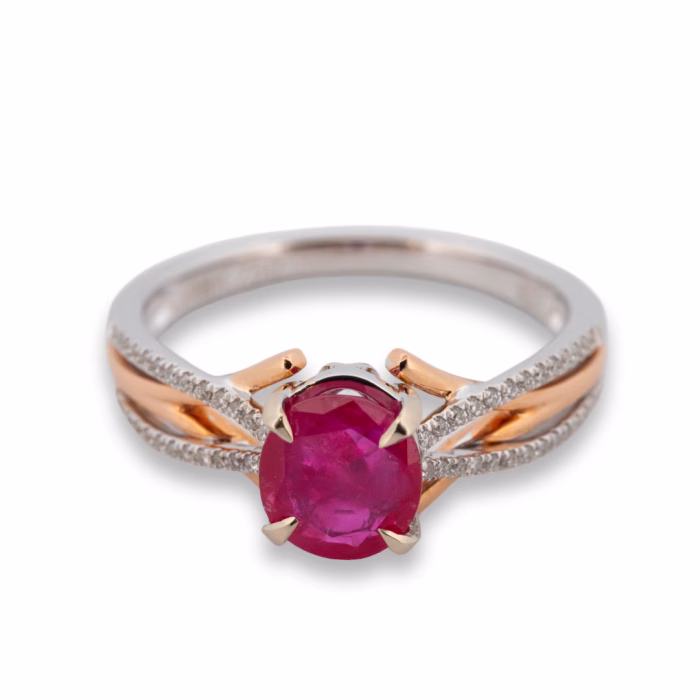 Rare 1.42ct Burma Ruby Natural Unheated Red Ruby Mogok & Diamonds Ring 18K GRS