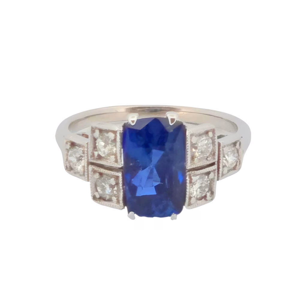 Unheated-366ct-Natural-Royal-Blue-Sapphire-Sri-Lanka-GRS-Diamonds-Ring-18K
