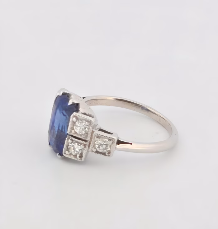 Unheated 3.66ct Natural Royal Blue Sapphire Sri Lanka GRS Diamonds Ring 18K - Image 6