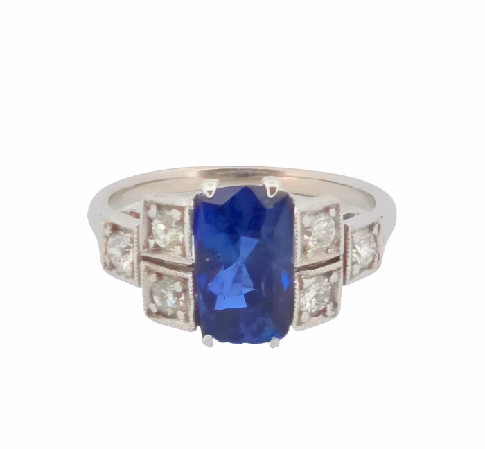 Unheated 3.66ct Natural Royal Blue Sapphire Sri Lanka GRS Diamonds Ring 18K