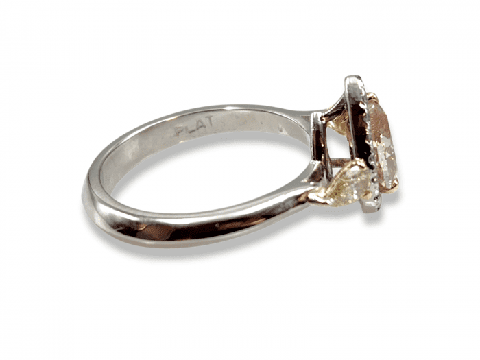 1.55ct Pink Diamond Engagement Ring GIA Pear Hallo Platinum Fancy Pink & Yellow - Image 7