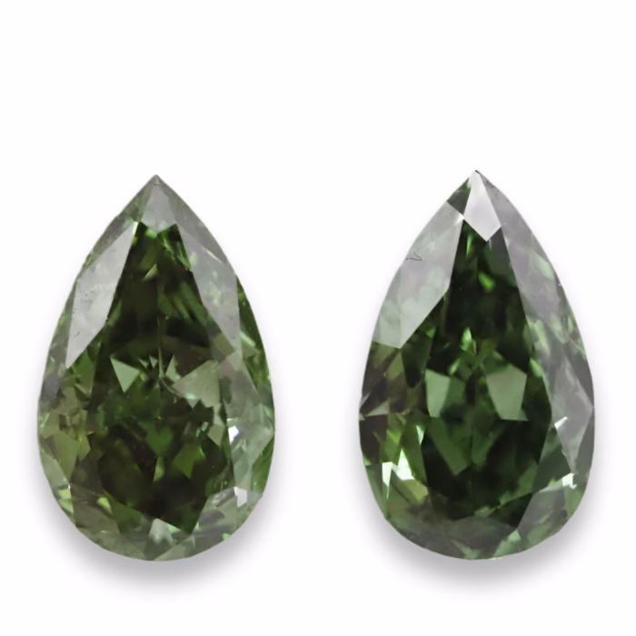 Chameleon Diamond - 0.47ct Natural Loose Fancy Green Pear GIA VS1 Match Pair