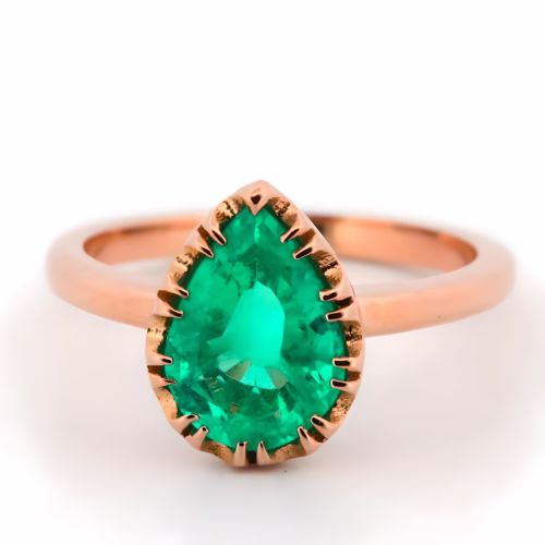 Colombian Emerald 1.69ct Natural Green Emerald Gold Engagement Ring 18K GIA