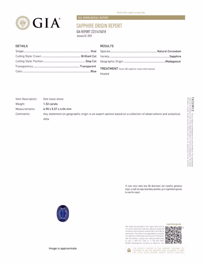 Rare 1.32ct Natural Vivid Blue Sapphire Madagaskar Oval Great Luster GIA Certed - Image 3