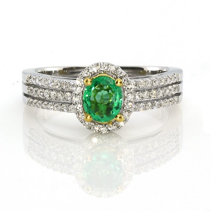 Real 0.82ct Natural Green Emerald Engagement Ring  Oval 18K Gold G VS2 - Image 2