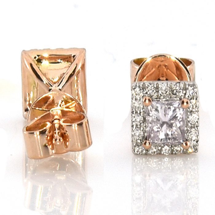 Real Fine 0.49ct Fancy Pink Diamonds Earrings 18K All Natural Stud Rose Gold - Image 4